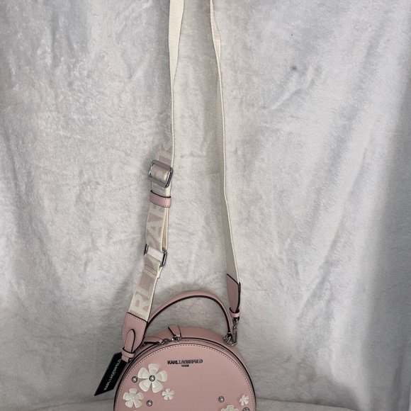 NWT Karl Lagerfeld Paris Maybelle Pink Crossbody Bag with Floral Design - Picture 7 of 11